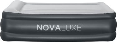 Надувний матрац Novaluxe з електронасосом та подушкою, сірий 203x152x56 см