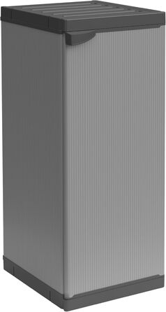 Mongardi W2016 cabinet made of PVC and PP resin, 1 door, 1 shelf, easy assembly, modular system, robust, suitable for indoor and outdoor areas, 34 W x 40 D x 85 H cm, Black and Grey