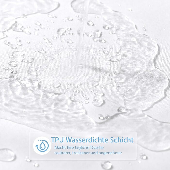 Водонепроникна штора для душу з льоном та вікном (183x183 см), біла - 12 гачків з нержавіючої сталі, утяжелений край, тканинна штора для ванни, машинне прання