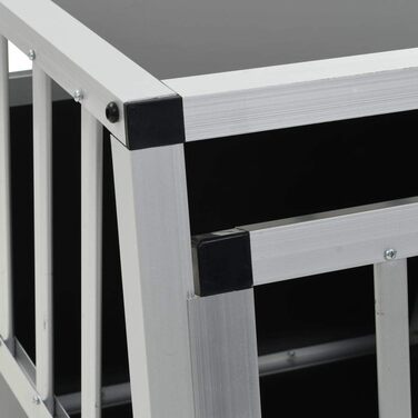 Транспортна переноска для собак у машину, клітка-переноска для собак, переноска для собак у машину з однією дверцятами з алюмінію та MDF, 54 x 69 x 50 см (Ш x Г x В), срібна