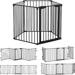 PawHut вольєр для цуценят 2-в-1, розкладний, 300x74.5 см, метал, чорний