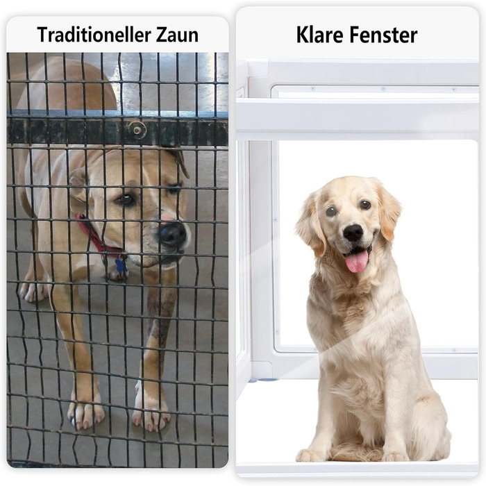 Летіж для цуценят на 8 місць, розкладний, 60 см, прозорий, для собак, котів, кроликів та дрібних тварин, з неслизьким дном, білий