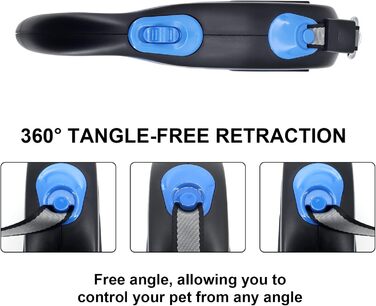 Висувна собача шлейка 8м, високоякісна, для собак до 50кг (сіра, блакитна)