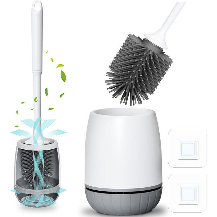 Силіконова щітка для унітазу EWEIMA з швидковисихним тримачем та захистом від протікання, біла