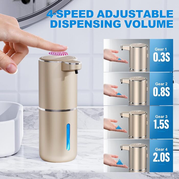 Автоматичний дозатор мила Amyzavls, 380 мл, USB, інфрачервоний сенсор, для ванної, кухні, офісу