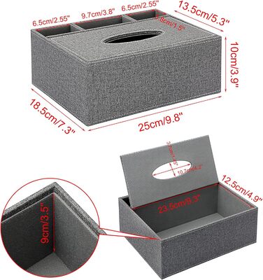 Скляна коробка для серветок BTSKY з пультом дистанційного керування, сірого кольору. Організатор для дому, настільний органайзер.