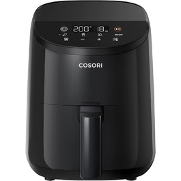COSORI Air Fryer Small, 4-in-1 Mini Air Fryer 2L, fast and easy cooking with 48dB, 30 recipes, 97% less fat, energy-saving, dishwasher-safe, 1-2 people Dark Black Mini