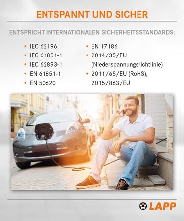 Кабель зарядки LAPP MOBILITY Typ 2, 22 кВт, 7м - для електромобілів, 32А, 3-фазний, IP55, з антикорозійними контактами - PHEV, BEV, EV