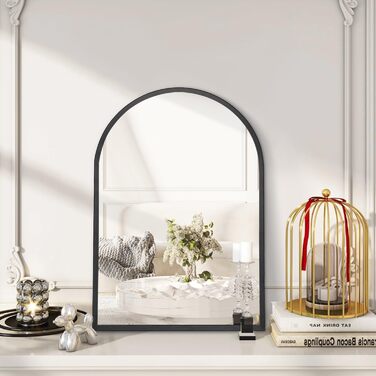 Дзеркало настінне з вигнутим склом, 45x65 см, металевий каркас, чорне. Підходить для ванної кімнати, вітальні та спальні