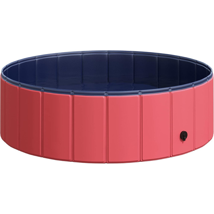 PawHut Dog Bath Tub Dog Pool Bathtub Swimming Pool Water Pool for Dogs 120 x 30 cm (Red+dark blue, 100L x 100W x 30H cm)