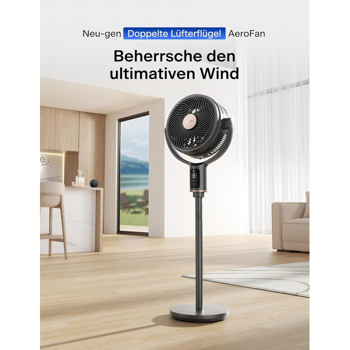 PELONIS Smart вентилятор підлоговий з осциляцією, DC мотор, 9 швидкостей, 26dB, регульована висота 36-110см, 9H