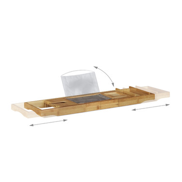 Relaxdays Bamboo Bathtub Shelf with Book Holder