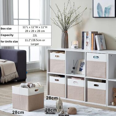 Mangata коробка для зберігання 28x28x28 см, тканинний кошик для одягу та іграшок, набір 3 шт., світло-хаки/біло-бежевий
