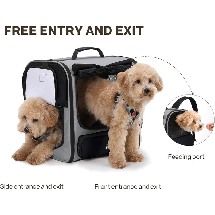 Рюкзак-переноска для котів та маленьких собак Pecute, великий, з вентиляцією, для подорожей, піших прогулянок, кемпінгу, ергономічний дизайн, темно-зелений (сірий)