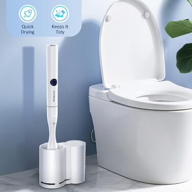 Електрична щітка для унітазу Redagod з настінним кріпленням, подвійним контейнером та змінною насадкою (5 одноразових серветок) з бризкозахистом, 1 шт.