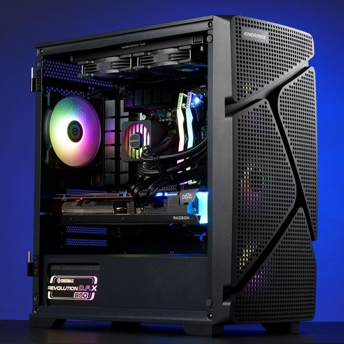 ENERMAX LIQMAXFLO SR 240 - Система водяного охолодження CPU AIO (LGA 1700, 1200, AM5, AM4) з подвійним резервуаром, RGB VRM водоблоком та 2 вентиляторами 120 мм PWM Silent Flow (350W+ TDP), чорний