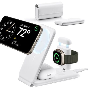 Зарядний станція ESR 3-в-1 для Apple Watch та iPhone з MagSafe, складана, сумісна з iPhone 17/16/15/14/13/12, Apple Watch 9/8/7/SE, AirPods Pro/3/2