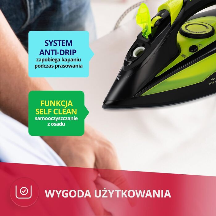 Праска MPM з керамічною підошвою MZE-24/G: 190г парового удару, безперервний пар, вертикальна функція, автовимкнення, 3000W, 300мл бак
