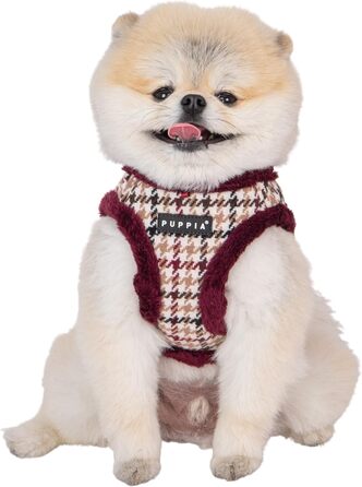 Жилет для собак Puppia Gianni Step-in, теплий зимовий дизайн, квітковий принт, винотний колір, розмір L