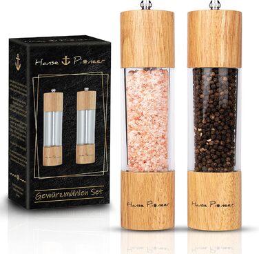 Набір для мелення спецій: солянка та перечниця з акації з регулюванням помелу - якісні млини з керамічним механізмом