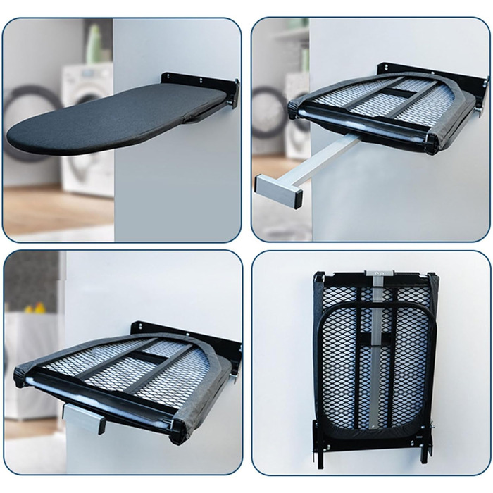 Настінна розкладна дошка для прасування Wandmontierbares Faltbügelbrett, 92 x 31 см, чорна