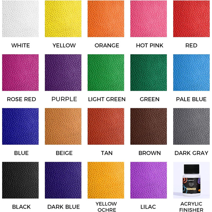ARTFLY Acrylic Leather Paint Kit, 20 Colors x 30ml with Acrylic Finisher, Acrylic Leather Dye Set, perfect for shoes, sneakers, jackets, leather sofas, and car seats