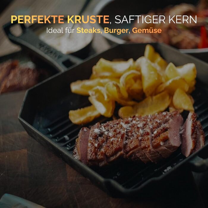 Чавунна сковорода-гриль NYORD з ребрами та виливом | Для індукції, газових плит, кераміки, грилю та духовки | Преміум якість