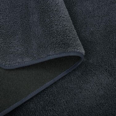 Килимок з мікрофібри 120x170 см - миючий короткий ворс для вітальні та спальні, м'який пухнастий з сучасним однотонним дизайном, антрацит-сірий 120 x 170 см