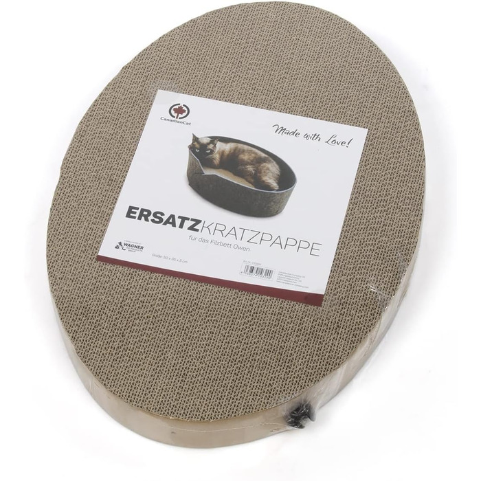 Кігтеточка для котів CanadianCat Owen XL, діаметр 50 см, сірий фетр, з хвилястим картоном