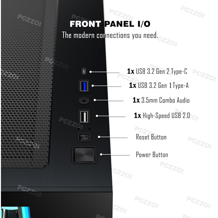 Корпус ПК KEDIERS G500 (білий) з 7 ARGB-вентиляторами, Mid-Tower ATX, з подвійним загартованим склом, для геймінгу