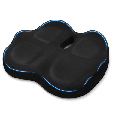 Ортопедична подушка для сидіння з Memory Foam для офісного крісла, авто та інвалідного візка, чорна. Зняття тиску на куприк, комфорт.