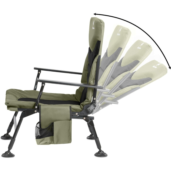 Крісло розкладне CampFeuer Angelstuhl мохово-зелений/чорний, регульоване по висоті, для кемпінгу, риболовлі та подорожей