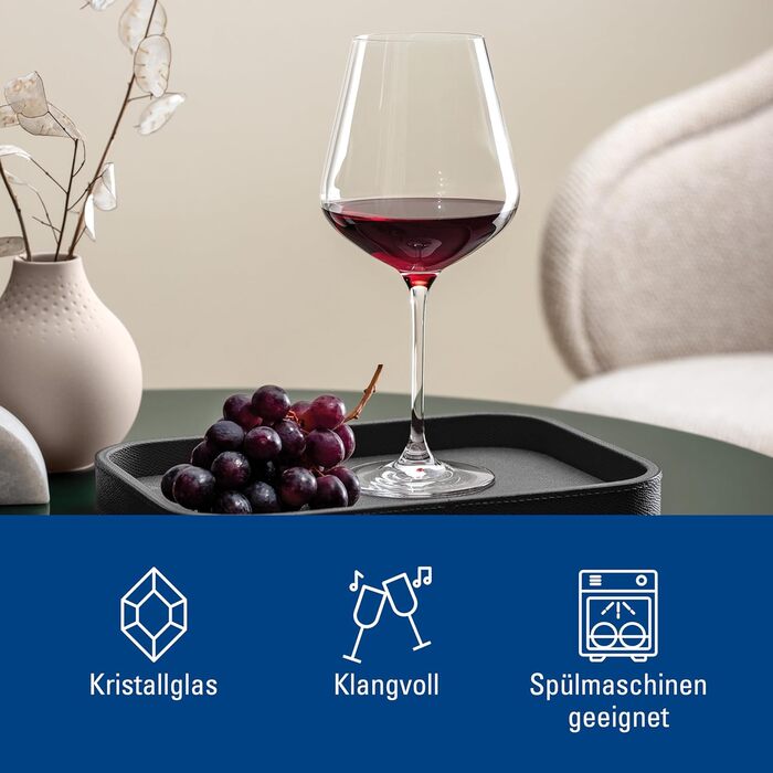 Набір келихів Villeroy & Boch La Divina Burgunder, 4 шт, 200 мл, для вина Бургундія, кришталеве скло, миє в посудомийній машині