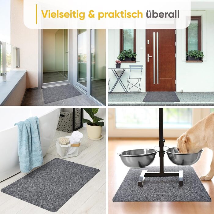 Килимок Entrando 40x60 см - для дому та вулиці - бавовна - неслизький, миючий, міцний - під двері - для входу, тераси, балкону (сірий)