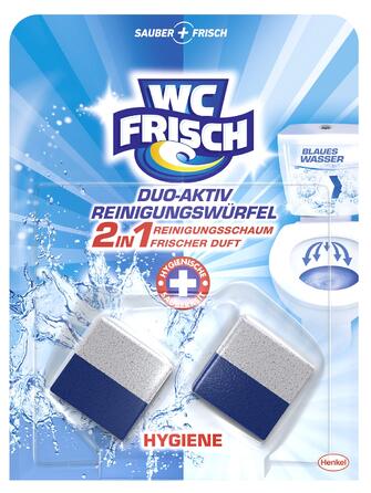 Блоки для бачка унітаза WC Frisch Duo-Aktiv, очищувач та засіб проти вапняного нальоту 2в1, гігієнічна чистота та свіжість (12х2 шт)