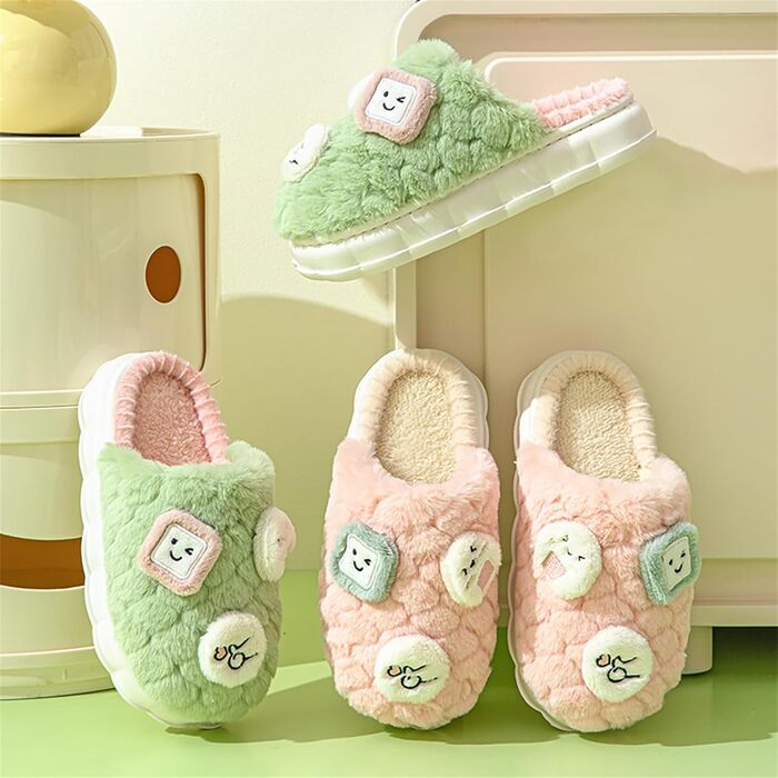 Зимові домашні тапочки для жінок та чоловіків з плюшу, теплі, зручні, з піною, неслизькі, пухнасті (42/43 EU, зелені)