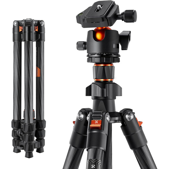 Штатив K&F Concept 200CM (78 дюймів) для камери: трипод з кульковою головкою 360°, моноподом, 1/4'' гніздом, для DSLR, з карбону (162CM+8KG)
