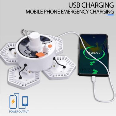 169 LED Solar Rechargeable Camping Lamp, Camping Lantern with Remote Control Power Bank Battery, USB Camping Light Tent Lantern Light, 8000 Lumens 360° Illumination 5 Modes Hanging Foldable Waterproof