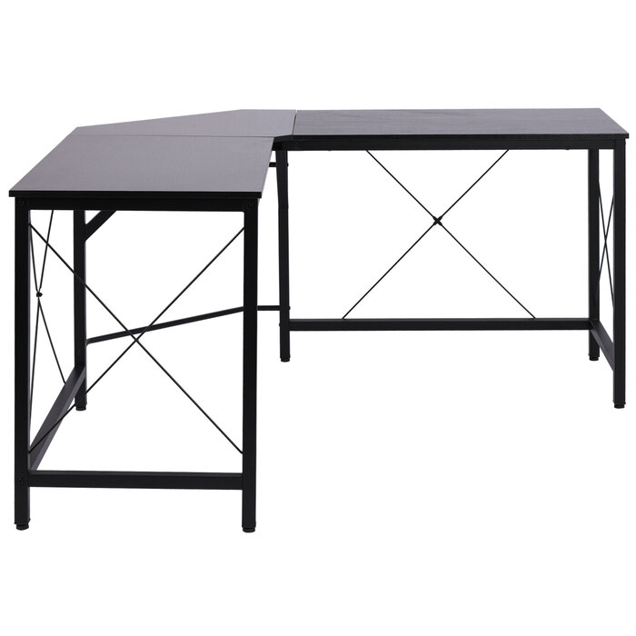 HOMCOM Computer Desk L-Shape Corner Desk 150x150x76cm MDF Black, modern corner desk for office & home office