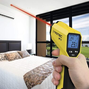 Інфрачервоний термометр Trotec BP21 з лазерним цілевказівником – вимірювання температури від -35°C до +800°C, визначення точки роси, пірометр (-50°C / +380°C)