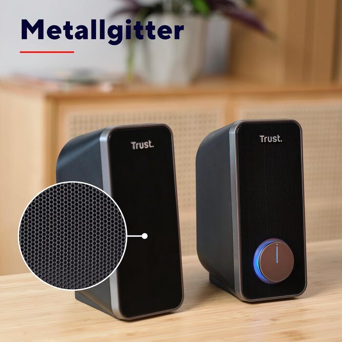 Комп'ютерні колонки Trust Arys 2.0, 28W, USB, AUX, для ПК, ноутбука, смартфона - чорний