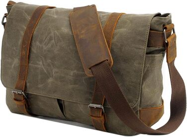 Водонепроникна фотосумка Neuleben для DSLR, наплічна, вінтаж, велика, з канвасу та шкіри, зелена