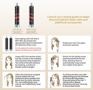 Набір для укладки волосся 7 в 1 OKWRAP Airstyler: фен, плойка, щітка для випрямлення, іонізація, 110000 об/хв, сірий/срібний