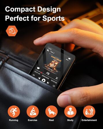 MP3 плеєр 64GB Bluetooth 5.4 з навушниками, сенсорний екран 2.4