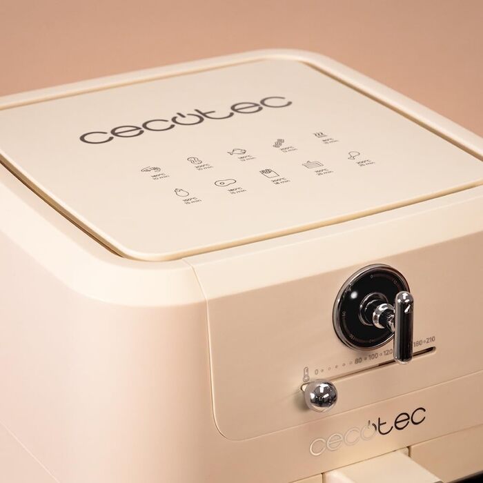 Фритюрниця без олії Cecotec Cecofry Antique 5000 з вікном, 5 л, 1500 Вт, Digital, PerfectCook, Ретро-дизайн, Білий