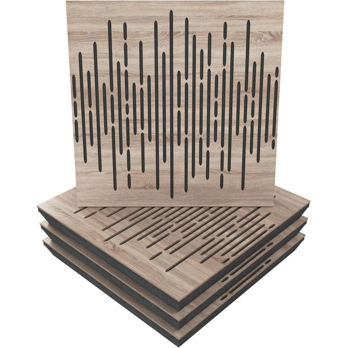 Набір акустичних панелей для звукопоглинання та дифузії WAVE Sonoma, 50x50x5 см, 4 шт. — декоративні панелі для шумоізоляції та корекції акустики