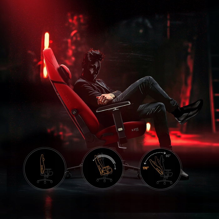 Ігрове крісло Diablo Chairs X.EYE PRIME, тканина, чорно-червоне