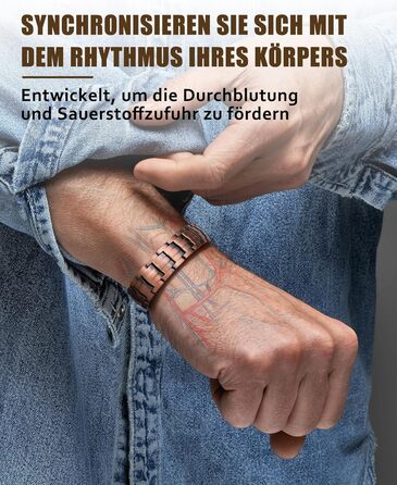 Масивне браслет на зап'ястя для чоловіків Jecanori з міді, регульований розмір, магнітний браслет з 3500 Гаус, подарункова коробка