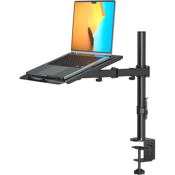 Suptek Adjustable Monitor Arm with Laptop Holder - Full Range Motion for 13-27 inch Screens (40cm Pole)