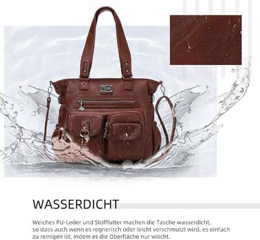 Сумка жіноча KL928 через плече, велика, з PU шкіри, чорна/каштанова - багато відділень